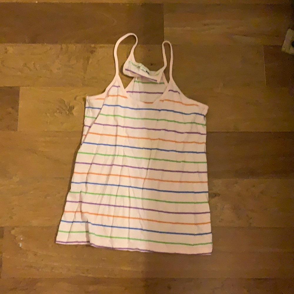 Pink Multicolored striped spaghetti strap tank top